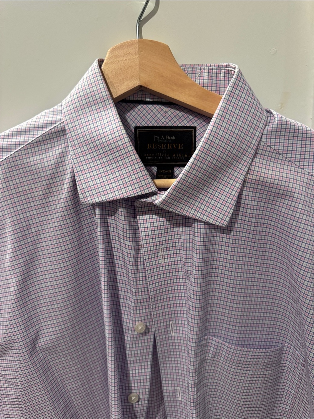 Jos. A. Bank Purple and White Micro-Check Dress Shirt